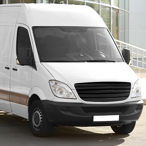 White van parked on street